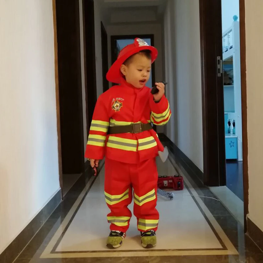 Kinder Feuerwehr Kostüme Baby Jungen Kleidung Set Halloween Party Cosplay Roleplay Feuerwehrmann