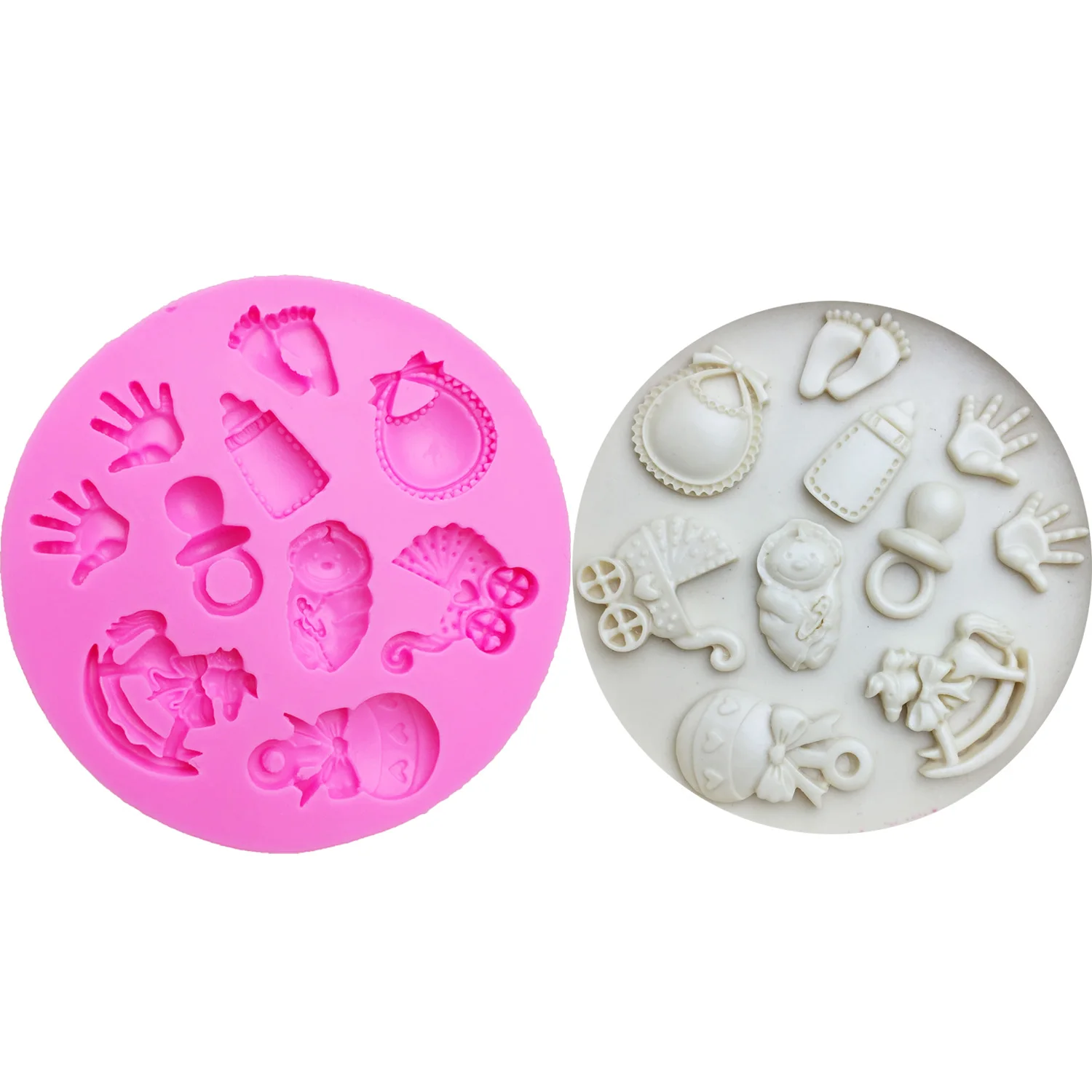 M0300 Baby DIY Hand/Trojaner/Flasche/Fuß/Wagen Silikonform Kuchen Dekoration Werkzeuge