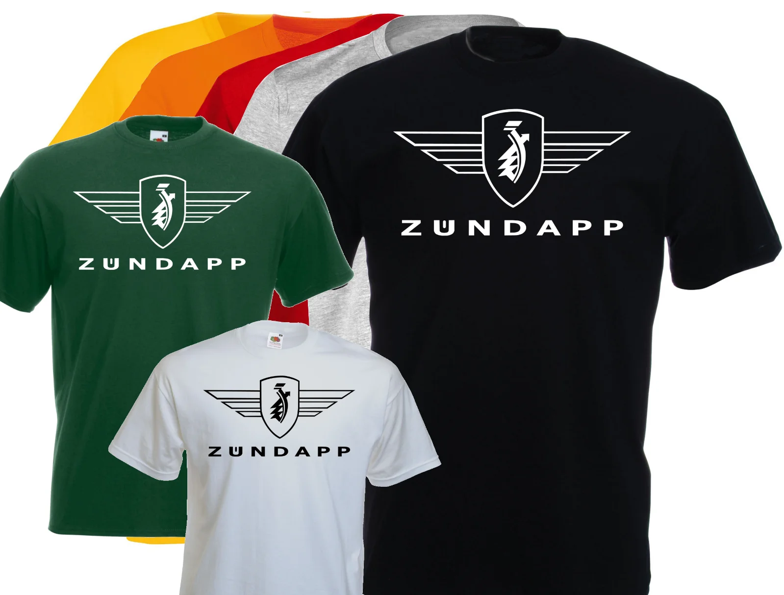Modemarke Herren T-Shirt Einfarbig Kurzarm T-Shirt T-Shirt Logo Zundapp, Moto, Vintage, Biker, Motard Shirt