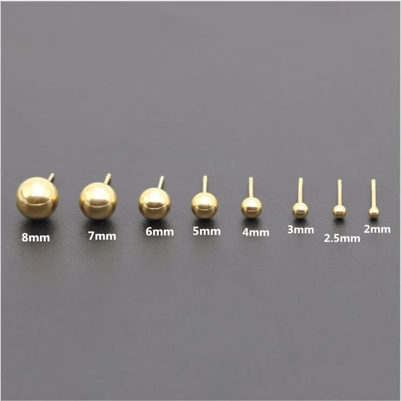 Pe08 Titan kurze kleine runde Kugeln 2mm bis 8mm Ohr stecker 316l Edelstahl Ohrring IP-Beschichtung
