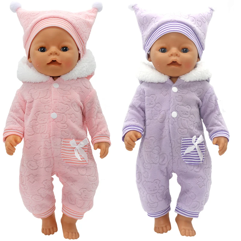 17 Zoll neugeborenes Baby Puppenkleidung Riemen Jeans Hosen Hemd 45 cm amerikanische Puppenkleidung tragen
