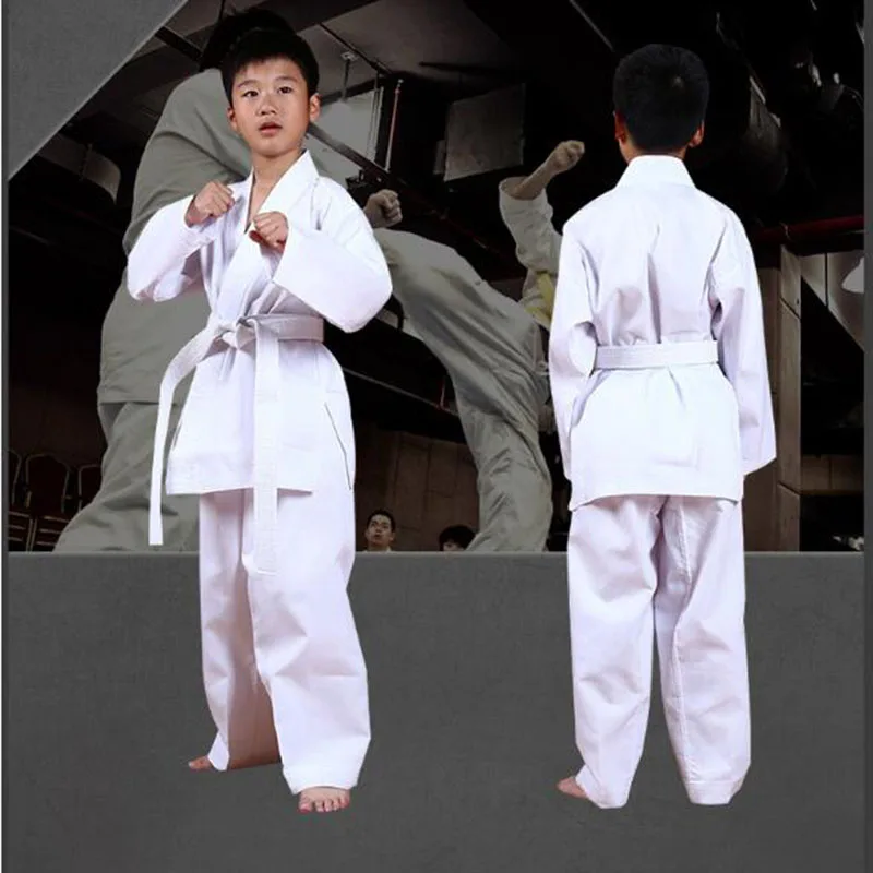 Karate Uniform Anzug Mit Gürtel Weiß Taekwondo Kleidung Für Team Student Kinder Erwachsene Karate