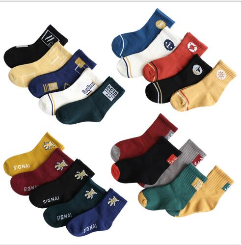 1-12Y 5Pairs/lot Fall/Winter new style boy's girls's children's socks baby, small, middle-aged, and trendy studen