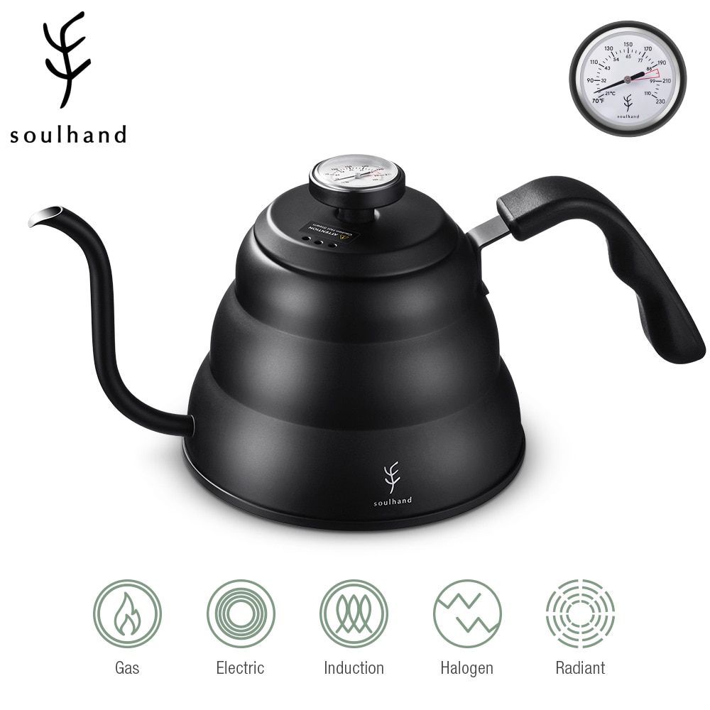 SOULHAND Kaffee Wasserkocher 1,2 L 1L Edelstahl Gießen Über Kaffee Topf Wasserkocher Drip
