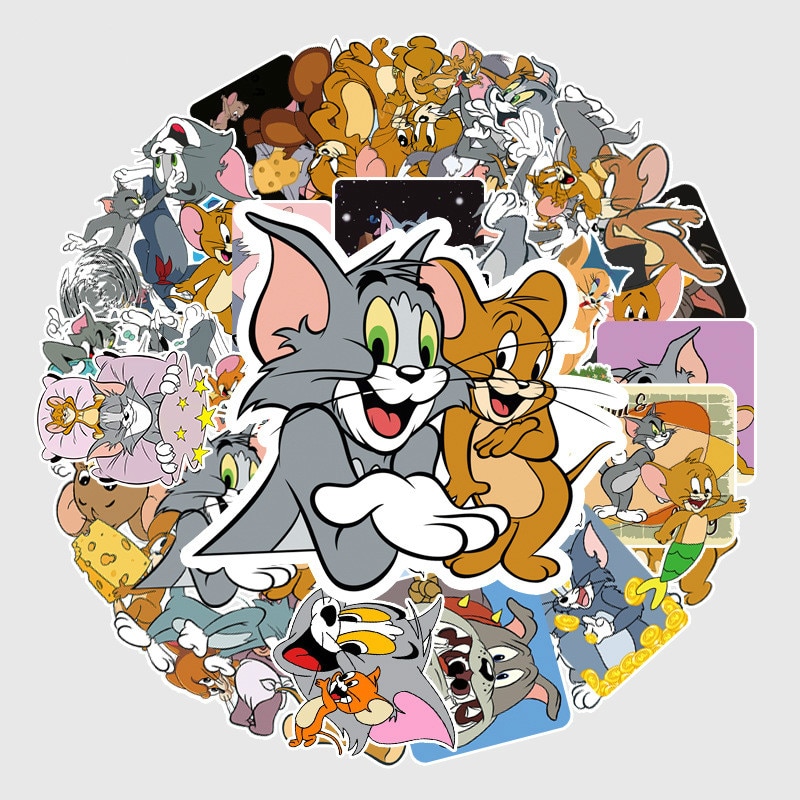 10/46pcs Tom Cat Mouse Cartoon Car Stickers Comedy Waterproof Suitcase Laptop Guitar Luggage Skateboard Toy Lovely Stickers