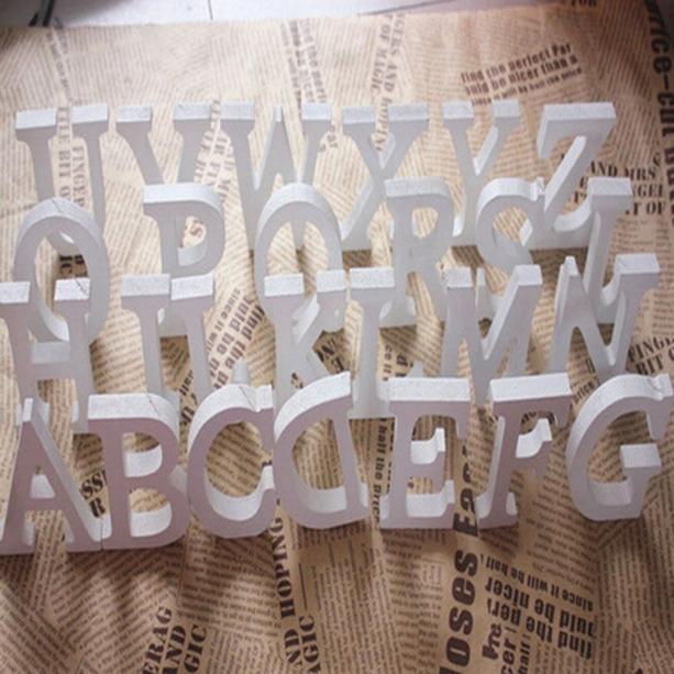 1pc Diy Freistehende Holz Holz Buchstaben Weiß Alphabet Hochzeit Geburtstag Party Home Dekorationen