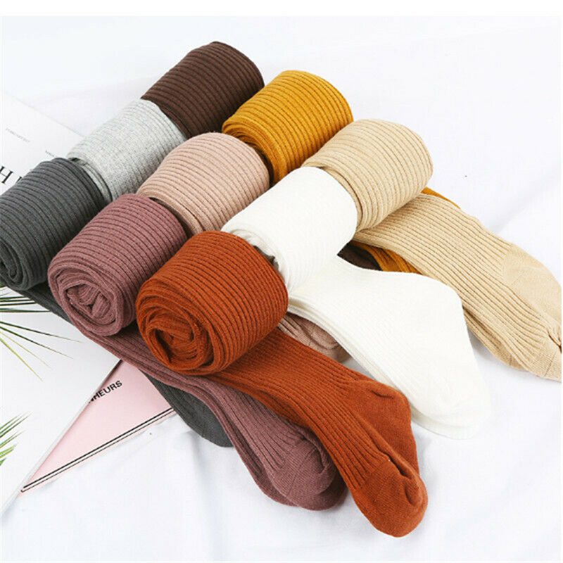 Baby Tights Autumn Winter Toddler Kid Girl Ribbed Stockings Cotton Warm Pantyhose Solid Candy Color Tight 0-4Years