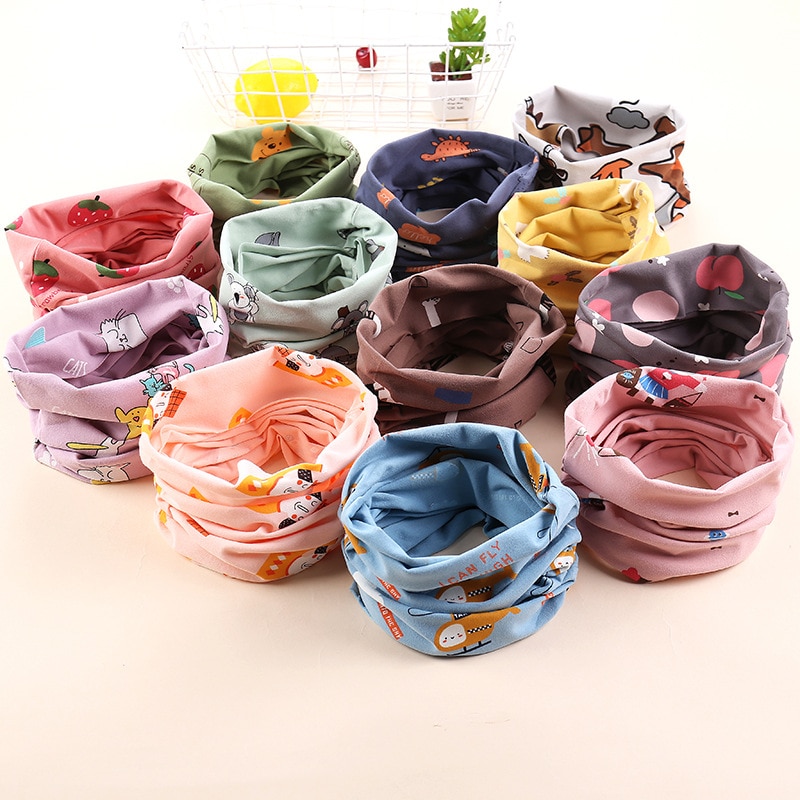 Children's Scarf Boys Girls Neck Collar 0-12Y Kids Cotton O Ring Baby Scarves Spring Autumn Winter Warm Korean Dinosaur Pri