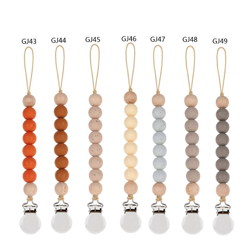 Dummy Clips Baby Boys Girls Pacifier Chain Silicone Teething Relief Toys Beads Soothie Pacifier Holder Clips Baby Shower Gift
