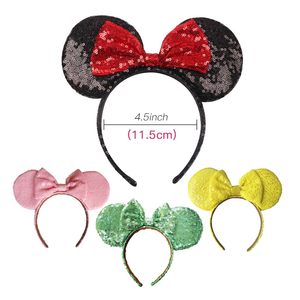 1PCS Bow Headwear Minnie Ears Headband Festival DIY Hair Accessories Hairband Christmas Sequin Hair Bows for girls women gift
