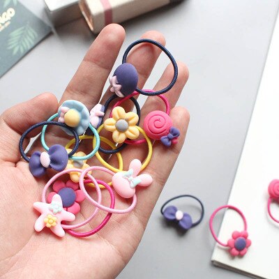 40 Pcs/set Children's flower rubber bands children do not hurt the hair head rope baby hair ring elasticity is good to tie 