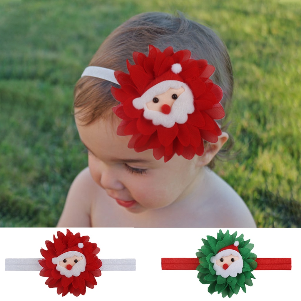 Yundfly New Baby Girls Chiffon Flower Headband Toddler Non-woven Cartoon Christmas Hairband Newborn Party Gift