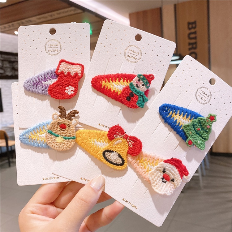 Christmas Hair Clip For Baby Girls Hair Accessories Decoration Kids Hair Pins BB Clip Ins Barrettes Hair Grips Children Headwear