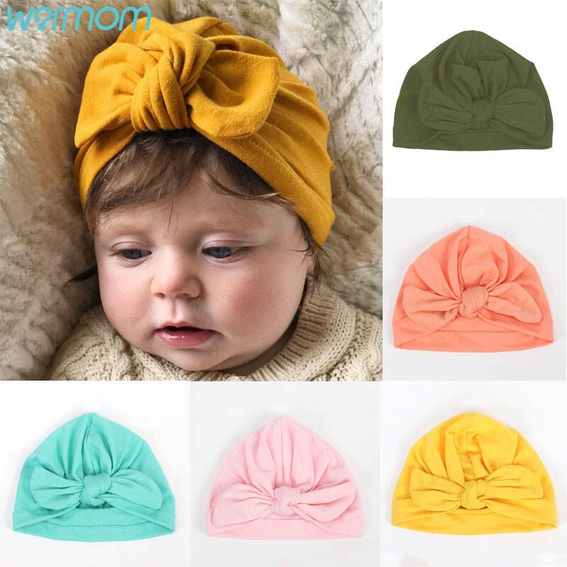 Warmom Autumn Winter Children's Hat Children's Winter Color Bunny Ears Indian Hat Baby Knotted Cap Solid Color Hat