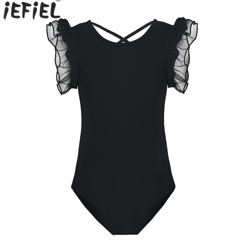 Girls Ballet Leotard Children Girls Gymnastics Leotard Winter Jumpsuit Kids Ruffled Sleeves Ballet Class Dancewear Baby clothes