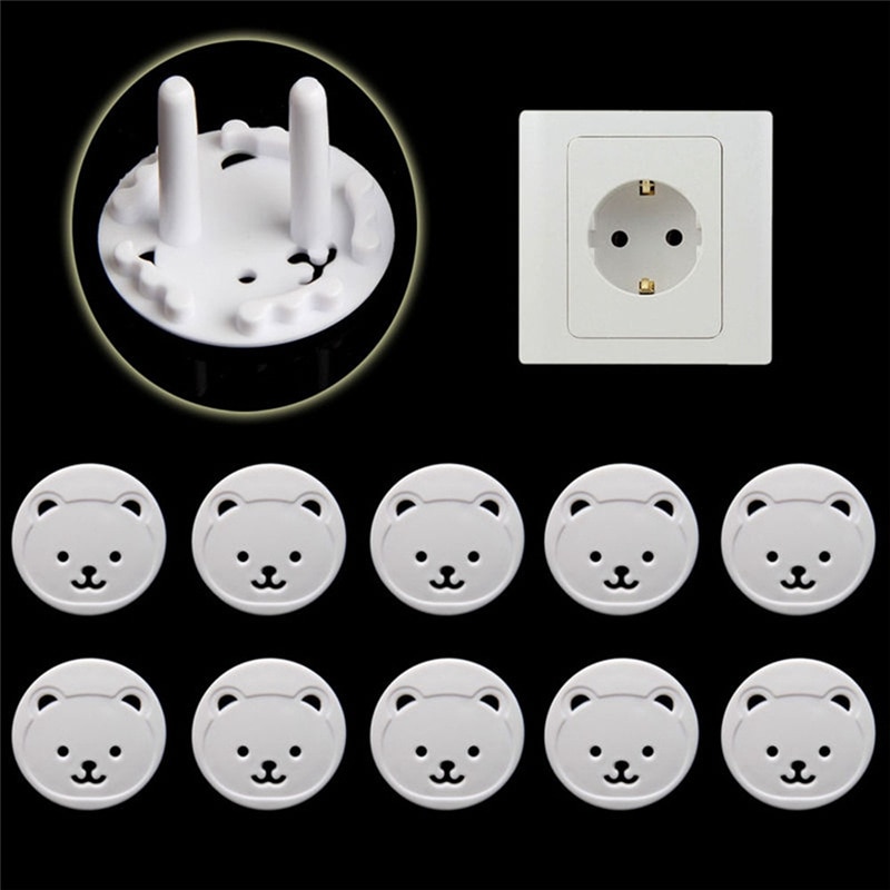 10pcs Baby Safety Children Electric Socket Outlet Plug Protection Security Two Phase Safe Lock Cover Kids Sockets Cover Plugs