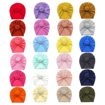 24 Colors Infant Headbands Solid Color Cotton Knot Turban Headwear For Girls Spandx Stretchy Beanie Hat Baby Hair Accessories