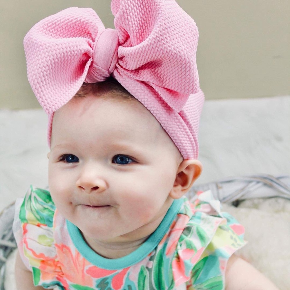 30 Colors Baby Headband Large Bows for Girl Adjust Elastic Headwrap Turban Bowknot Newborn Hair Band Wide Soft Hair accessories