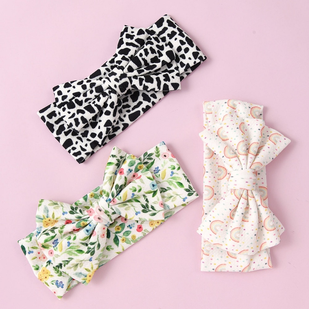 3pcs Baby Girl Bow Knot Headwraps Turban Toddler Headbands Newborn Infant Headband Headwear Baby Hair Accessory HB190S