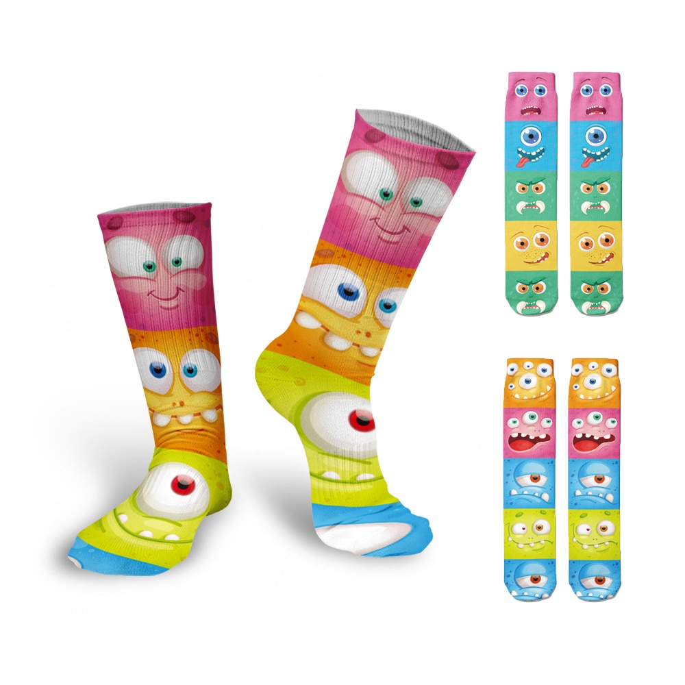 Sell Well Funny Expression Printed Women Socks Fashion Cute Cotton Long Socks Harajuku Christmas Warm Middle Tube Socks Female
