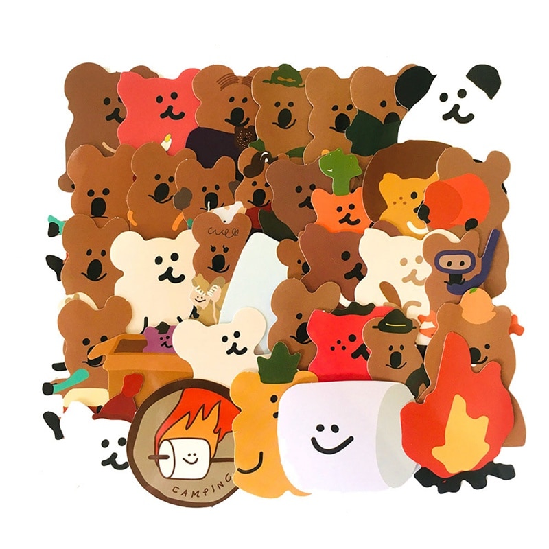 34Pcs/set Mixed Kawaii Koala Stationery Stickers for Laptop Travel Luggage Cartoon Animal Decorative Stickers DIY Scrapbooking