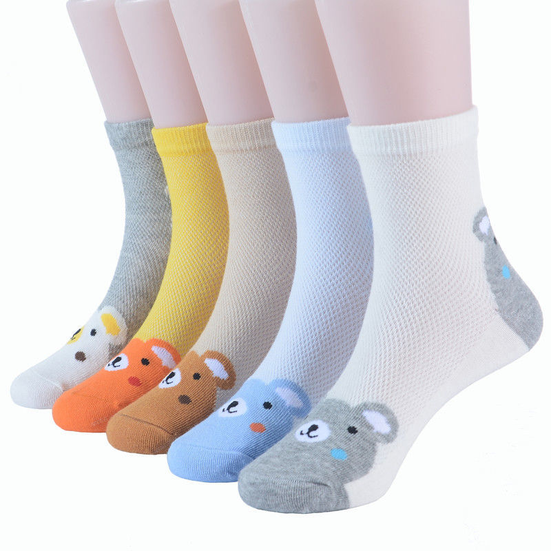5 Pair Children's Socks Spring And Summer Super Thin Socks For Boys And Girls Boat Socks Baby Mesh Tube Shallow Mouth Socks