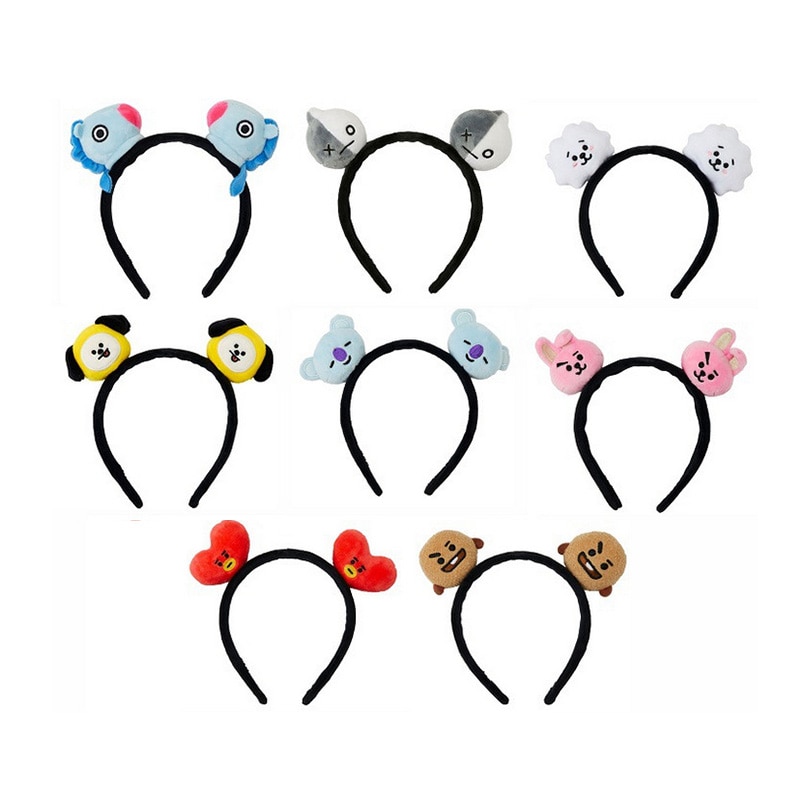 New Kpop Hairband Bangtan Boy Groups Plush Headband For Girls Face Washing Clean Makeup Tool Peluches Toys Cartoon Hair Band