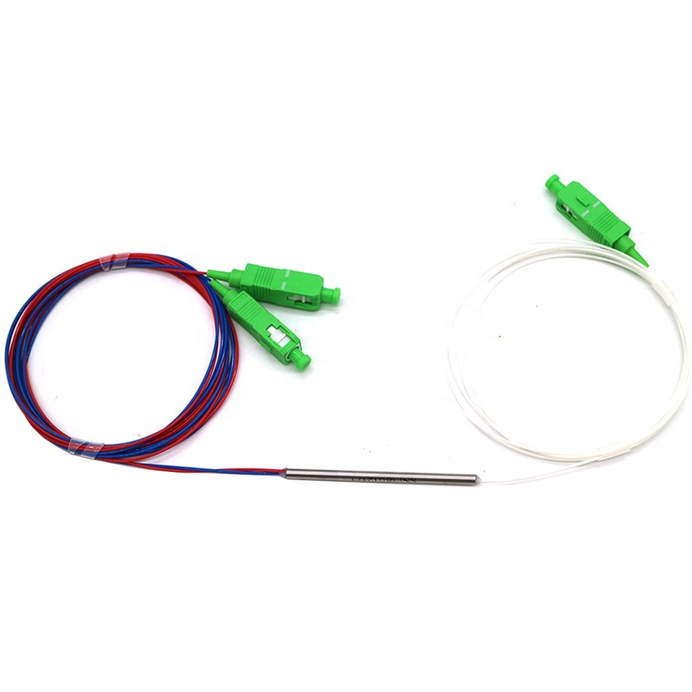 10pcs packing fiber optic FBT splitter with connector SC APC 1x2 0.9mm unbalanced coupler 70/30 60/40 optional split ratio