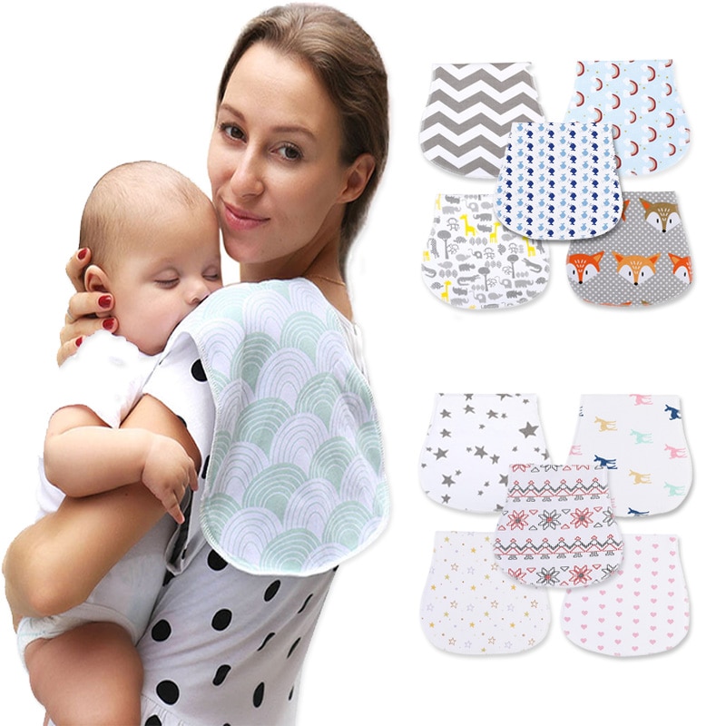 Baby Burp Cloths For Infant Boys & Girls Organic Cotton Different Styles Curved Absarbent Soft Baby Accessories Burping Rags