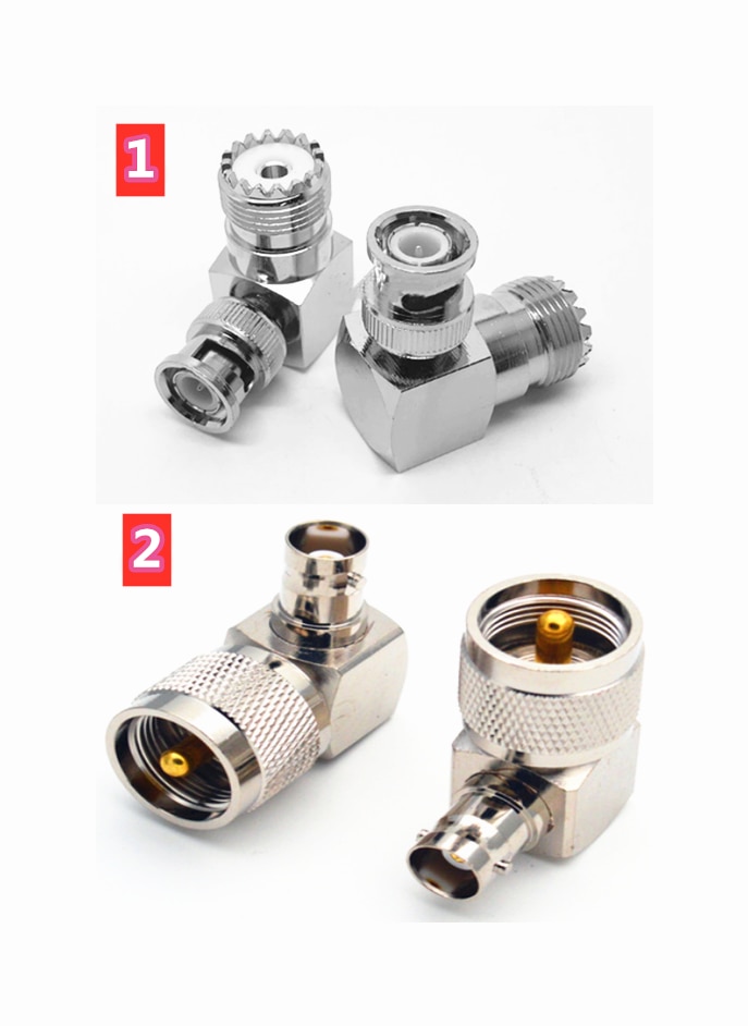 1pc Adapter PL259 PL-259 UHF Male Plug & Female Jack to BNC Female Jack & Male Plug Right Angle RF Connector