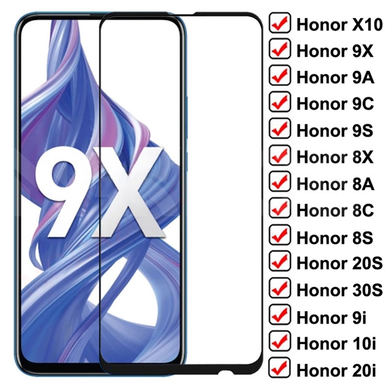 9D Schutz Glas auf die Für Honor X10 9X 9A 9C 9S Gehärtetem Screen Protector Ehre 8X 8A 8C 8S 20S