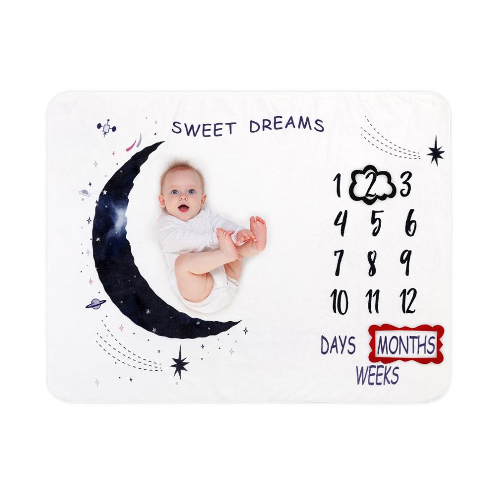 Newborn Baby Monthly Milestone Blanket Record Growth Cute Animal Angle Cartoon Pattern Background Cloth Unisex