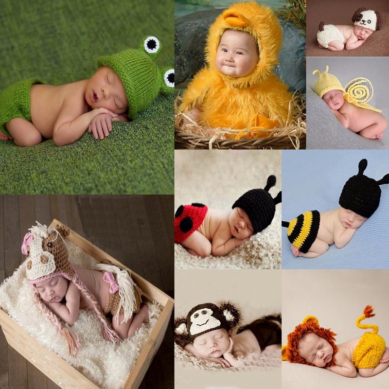 24 Model Optional Crochet Knitted Newborn Photography Props Photo Accessories Baby Costume Boys Girls Photographie Clothes
