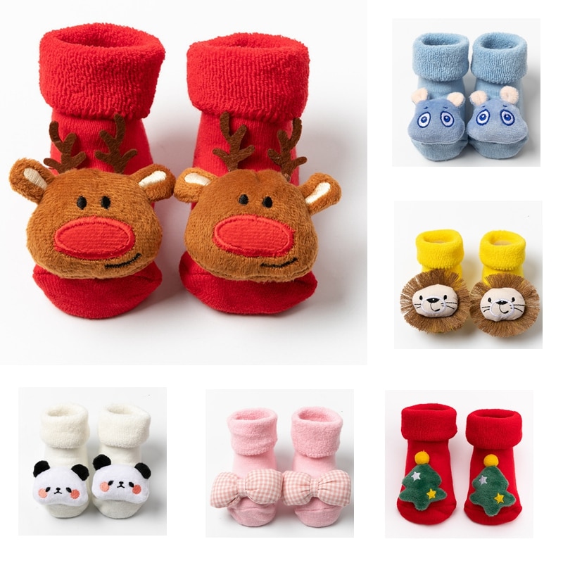 Children's Christmas Doll Baby Socks Newborn Keep Warm Elk Kids Socks Infant Toddler Non-Slip Christmas For Soft Cute Boots