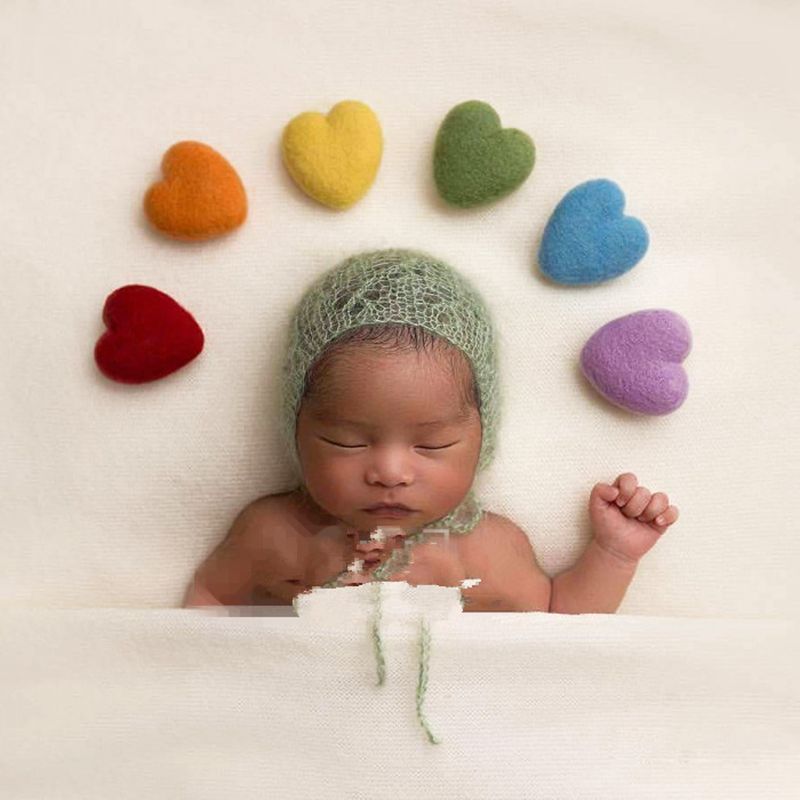 Newborn Photography Felt Love Shape Props Tiny Handmade Felt Heart Shaped Props Q81A