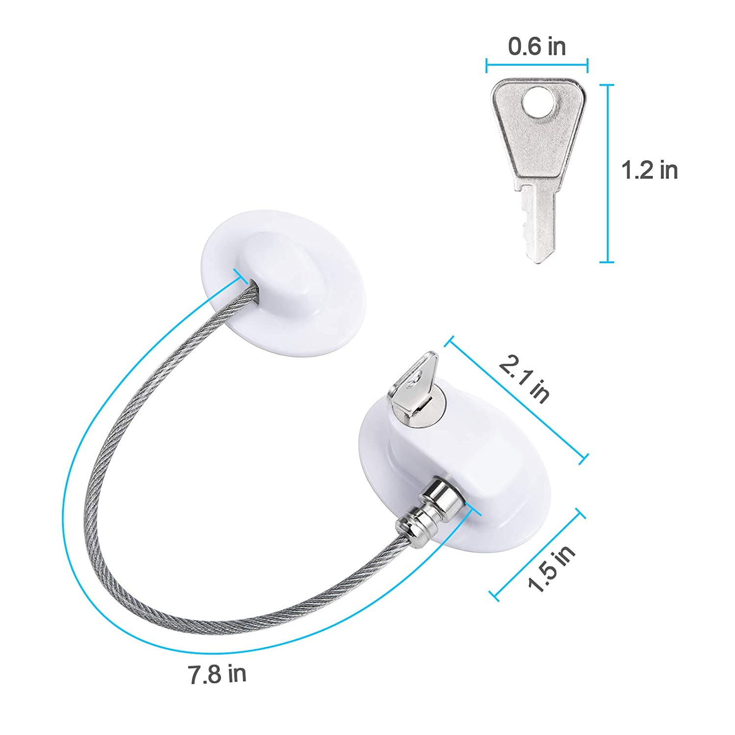 Refrigerator Lock for Children, Mini Fridge Locks for Kids, Freezer Lock, Used in Refrigerator Door, Cabinets white 1lock 2keys