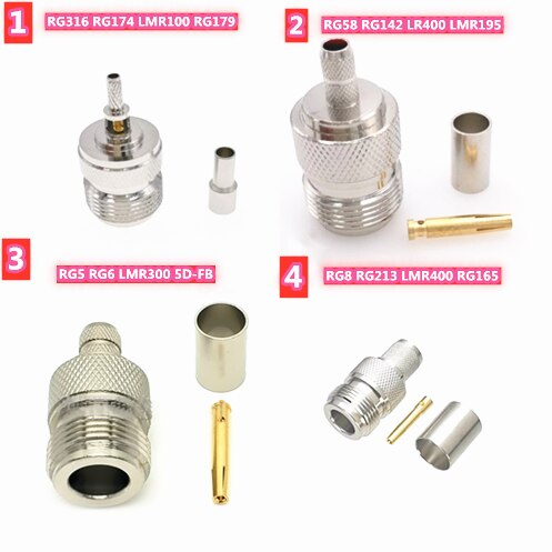 New Adapter N female jack crimp RG316 LMR100/RG58 LMR195/RG5 LMR300/RG8 LMR400 cable Wholesale