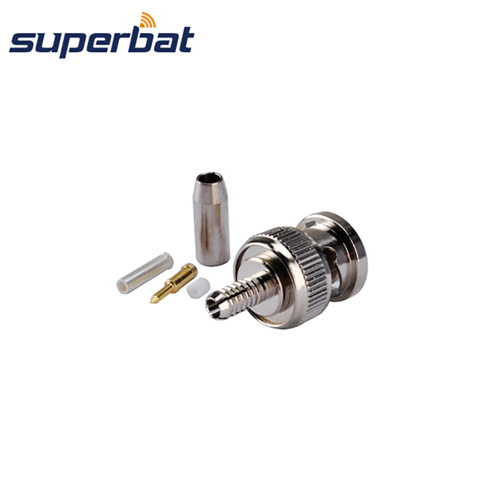 Superbat 5pcs BNC Male Crimp Connector for Cable SHR-50-2 SFT-50-2 RF Coaxial Connector