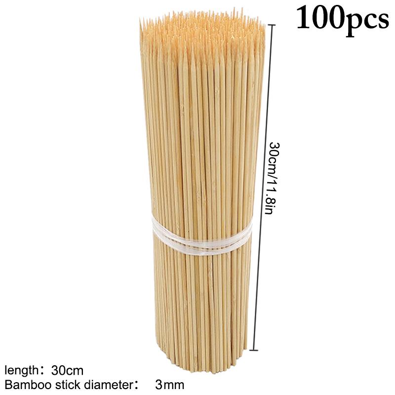 30cm 100 stücke Bambus Holz BBQ Spieße Lebensmittel Bambus Fleisch Werkzeug Grill Party Einweg Lange