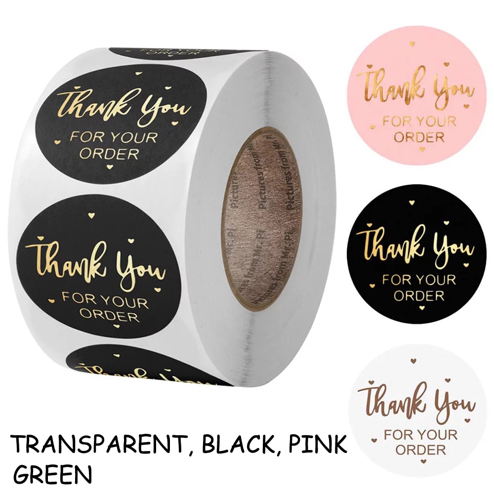100-500pcs Transparent Labels Thank You for Your Order Stickers Seal Labels for shop Business Package Stationery Sticker