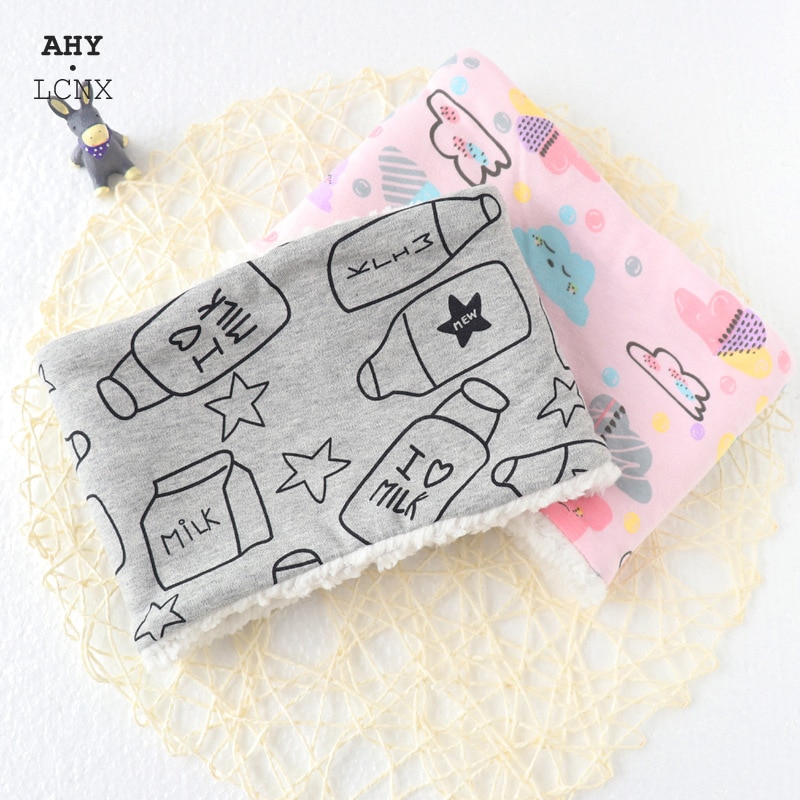 Winter Thicken Warm Baby Scarf For Girls Boys Kids Plush O Ring Velvet Children Cotton Cartoon Kids Neckerchief Collar Scarves