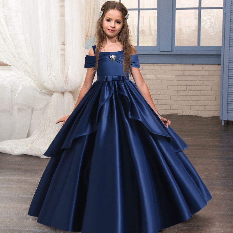 2023 Pageant Party Dress for Bridesmaid Princess Girls Dresses for Wedding Prom Bow Evening Dress Clothes for Teenager 10 12 Yrs