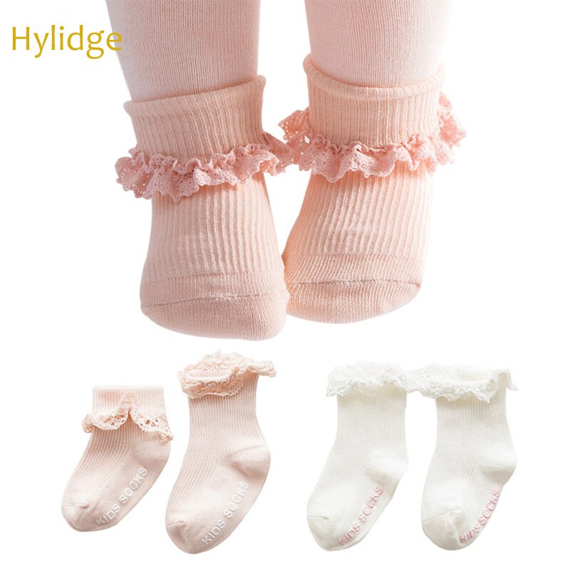 Hylidge Princess Lace Baby Girl Socks Soft Cotton Anti-slip Floor Sock 0-4 years Children Kids Short Socks Pink White Baby Socks