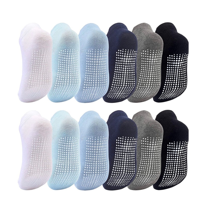 6Pair/Set Kids Baby Girl Socks Anti-slip Baby Boy Socks Elastic Knit Cotton Socks 1-5Years