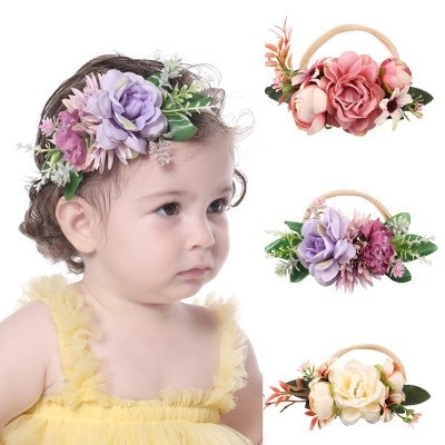 Fashion Princess Flower Headband Newborn Baby Boy Girl Artificial Florals Headband Elastic Princess Hair bands Child Kids Fresh