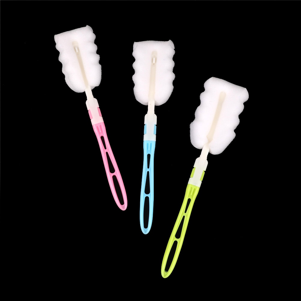 25cm Plastic Handle Baby Bottle Cleaning Tool Cup Cleaner With Strong Decontamination Removable Sponge Cup Brush