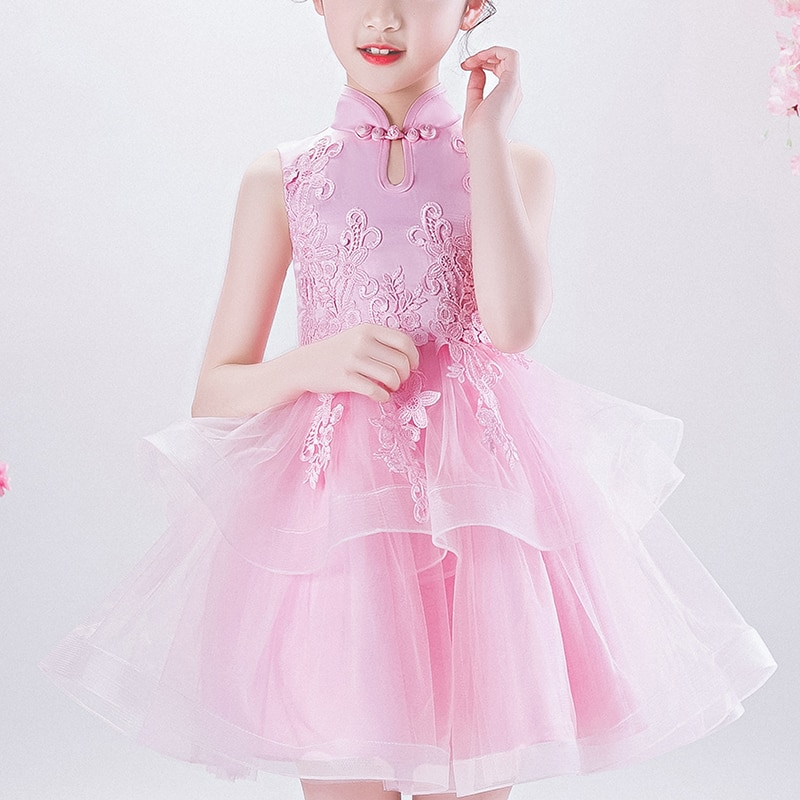 Kids Dresses For Girls Wedding Party Frock Flower Ball Gown Princess Summer Girls Dress Children's Teenager Short Dress 201