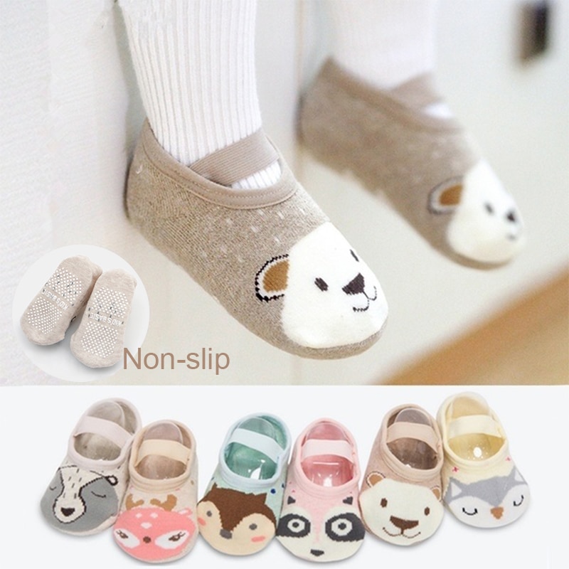 Cute Baby Socks For Girls Cartoon Non Slip Toddler Floor Soks For Boys Cotton Animal Pattern Children First Walker Socks For Kid