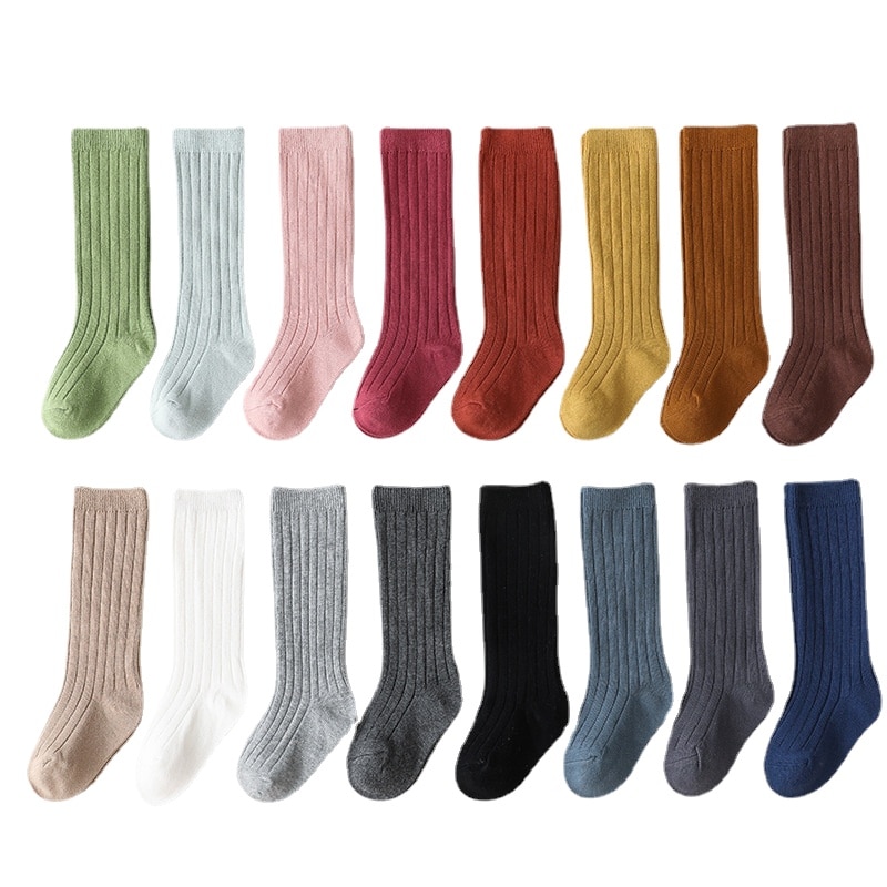 2021 Spring Autumn Children Socks Cotton Solid Baby Socks Kids Boy Girl Knee High Leg warm Toddlers Socks