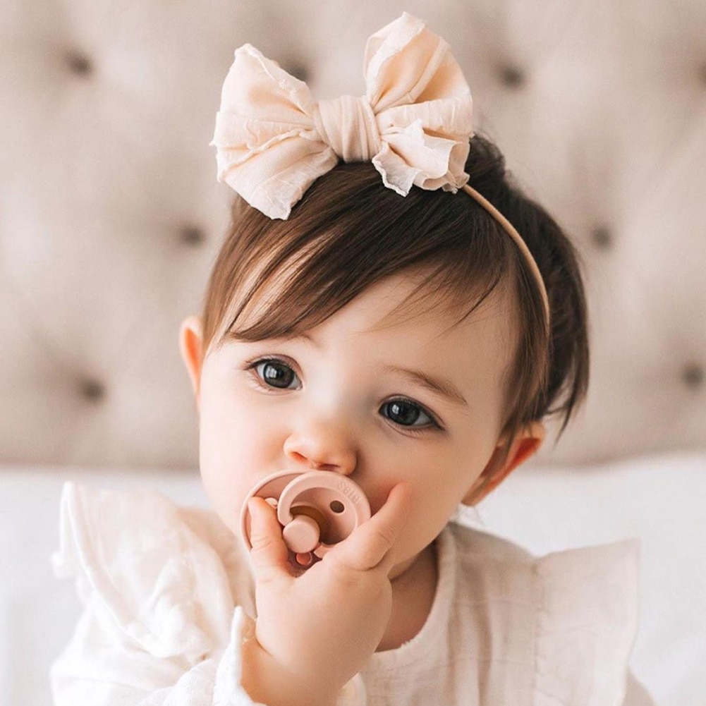 Fashion Lace Bow Baby Girl Headband Soft Elastic Nylon Newborn Hair Bands Child Infant Hairwraps Diy Accessories Birthday Gifts